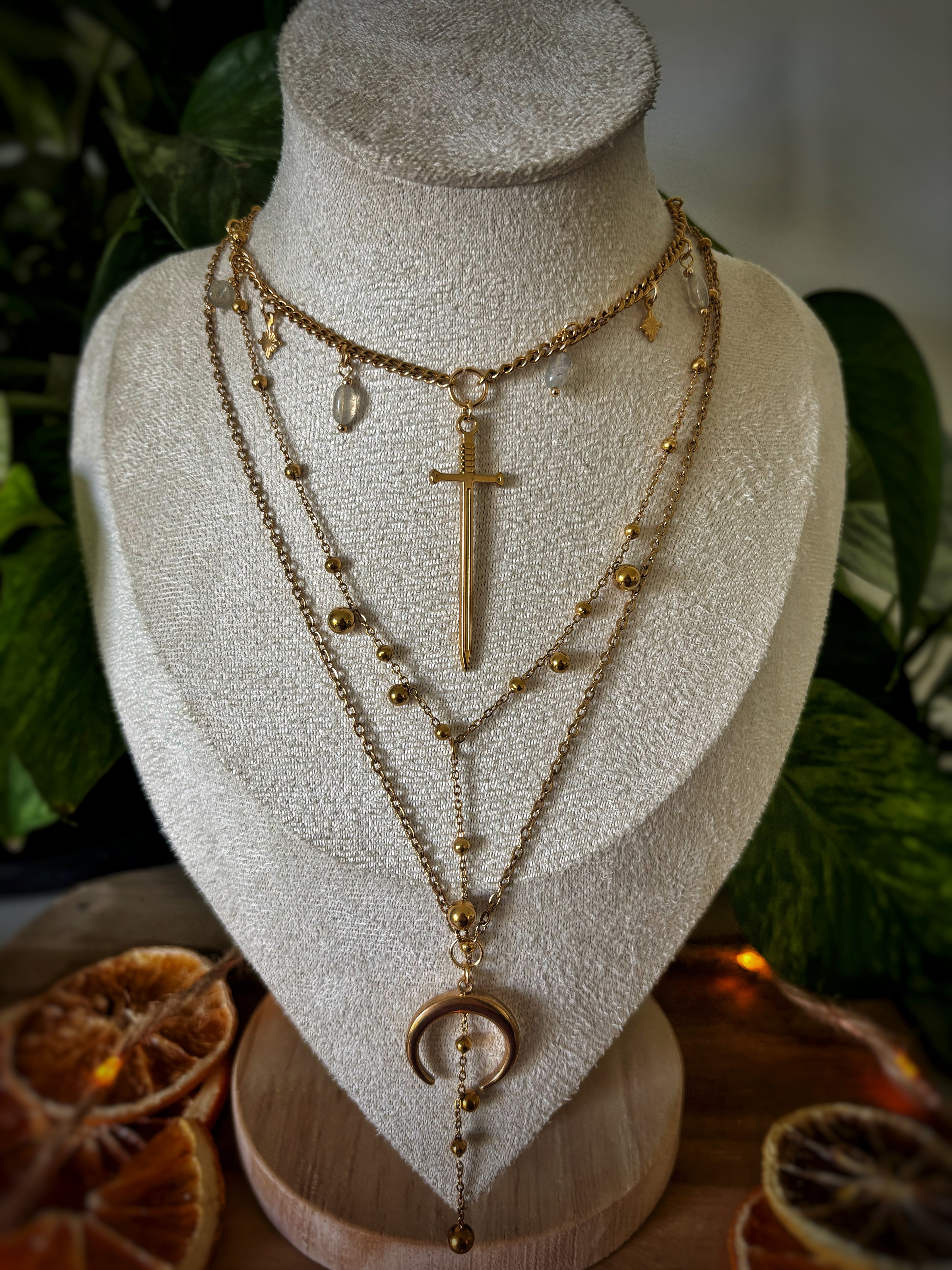 Trio de colliers épée - Labradorite