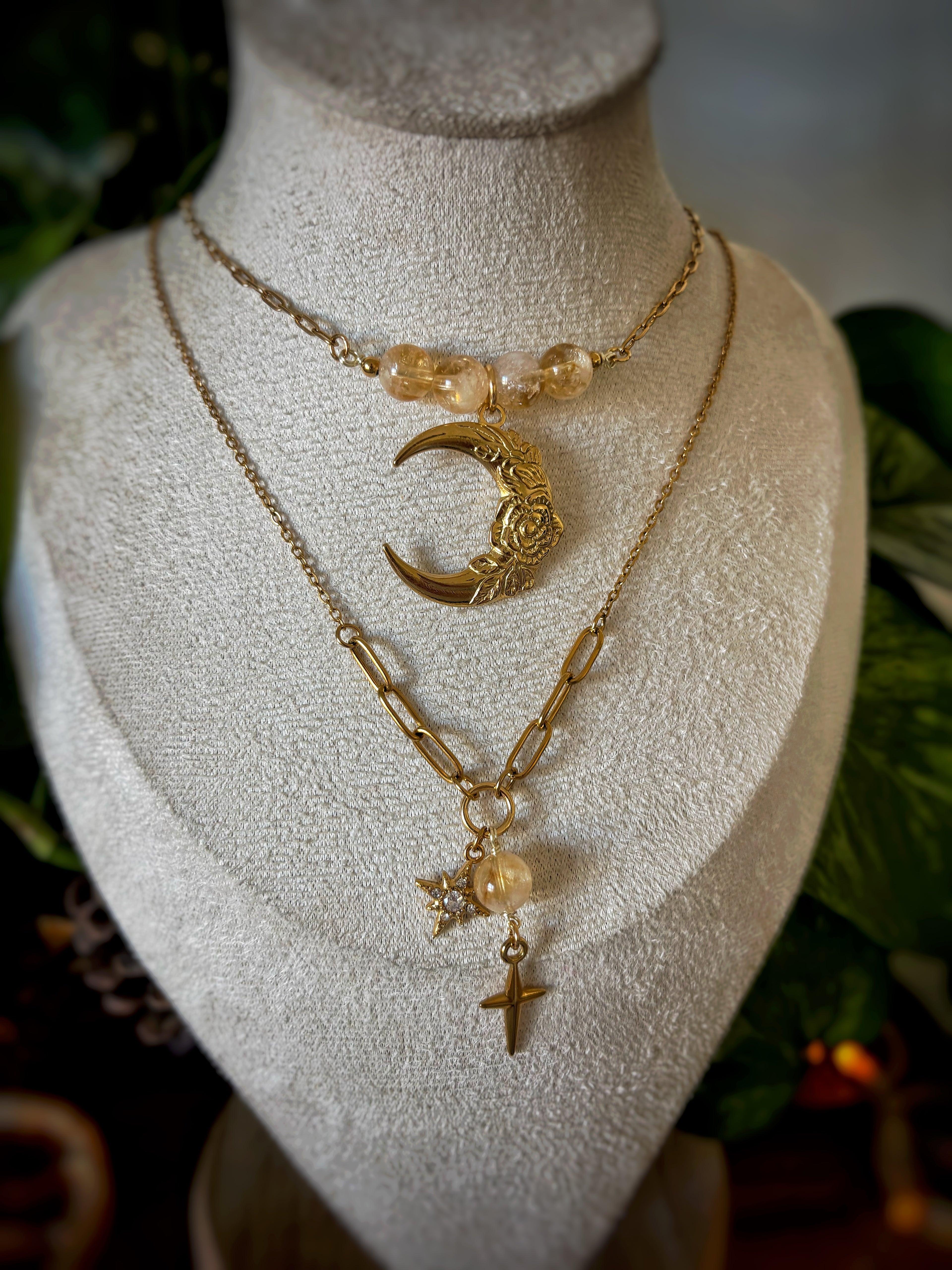 Duo colliers céleste - Citrine