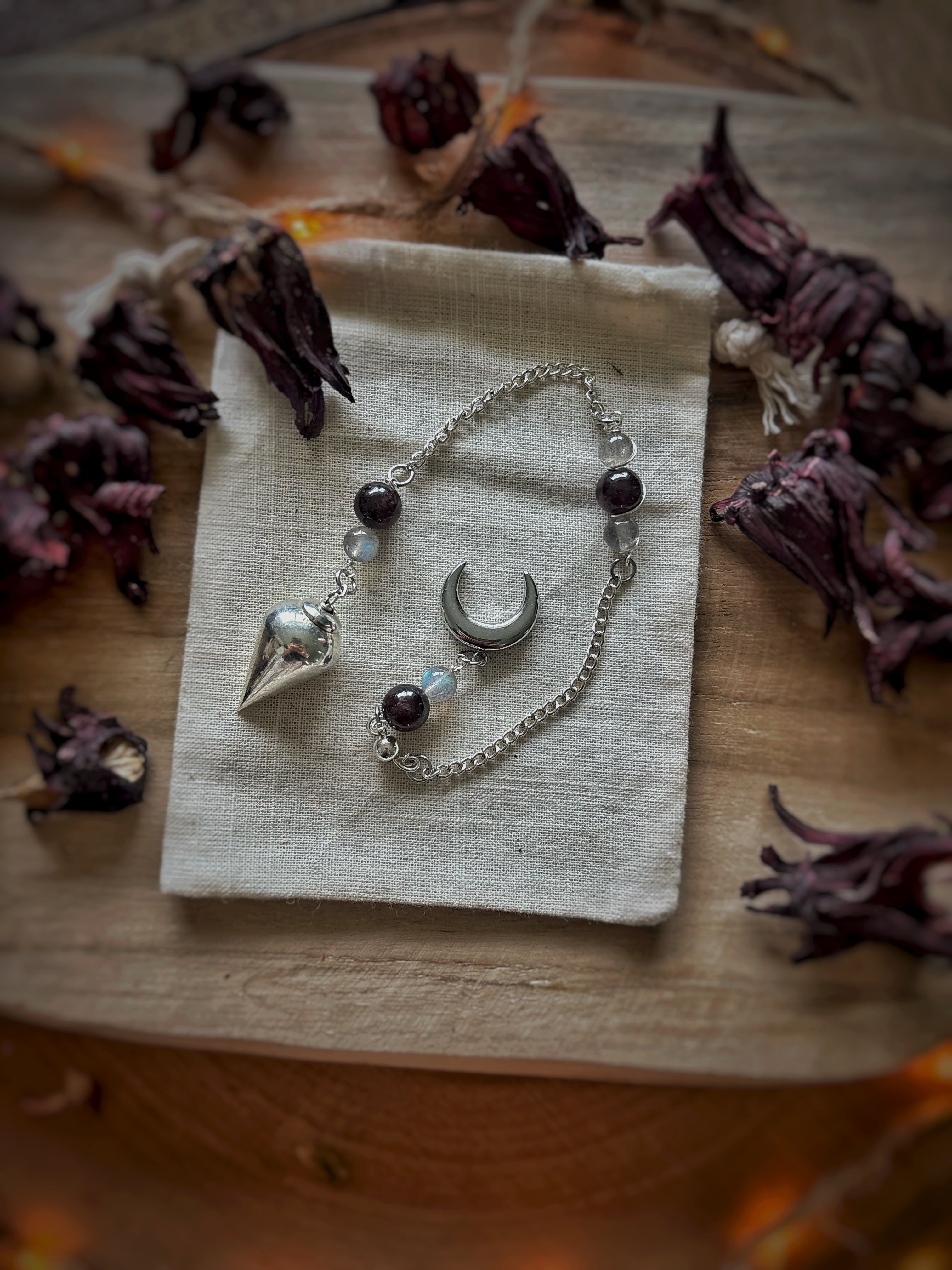 Pendule en grenat & labradorite