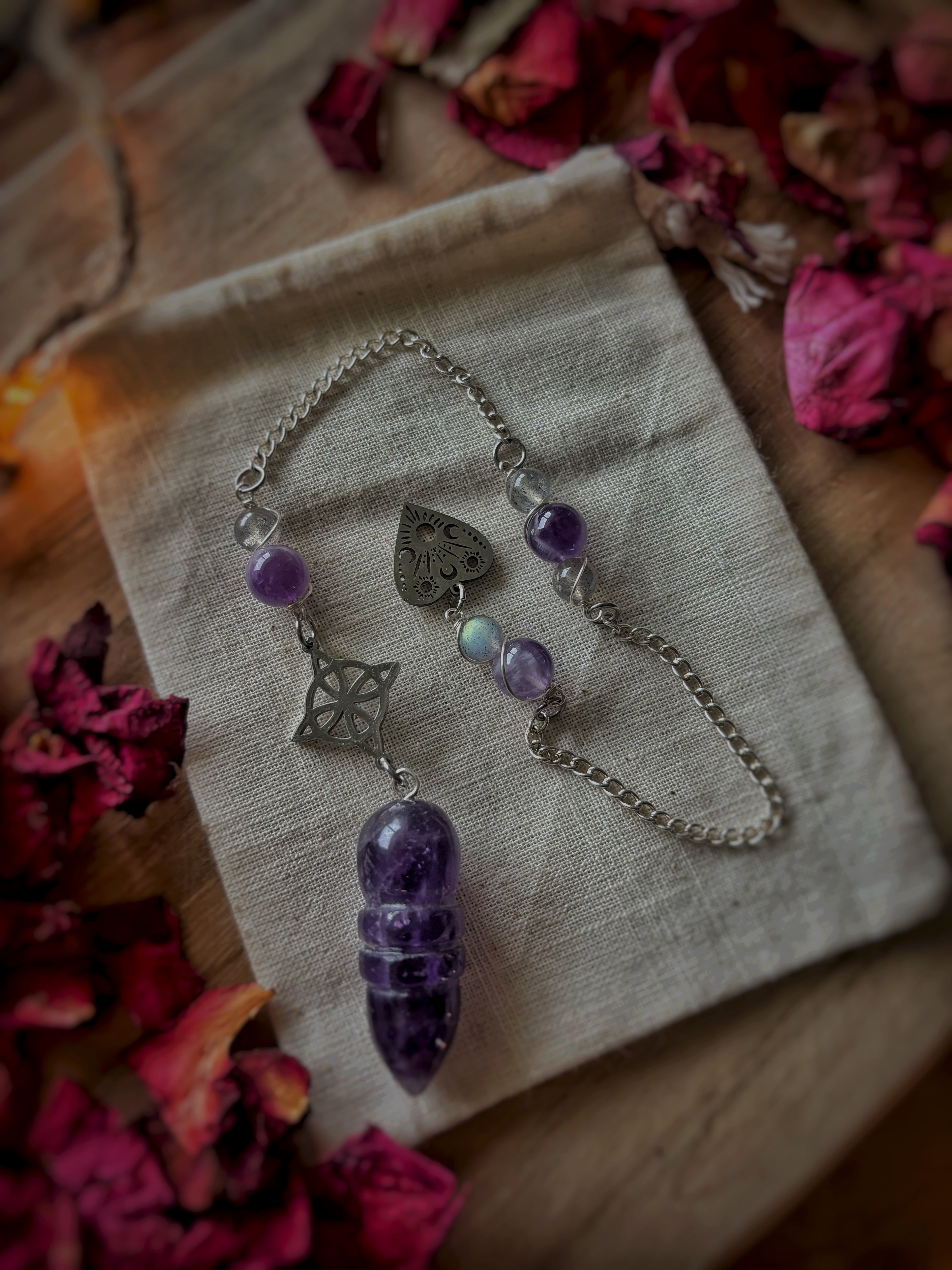 Pendule en améthyste & labradorite