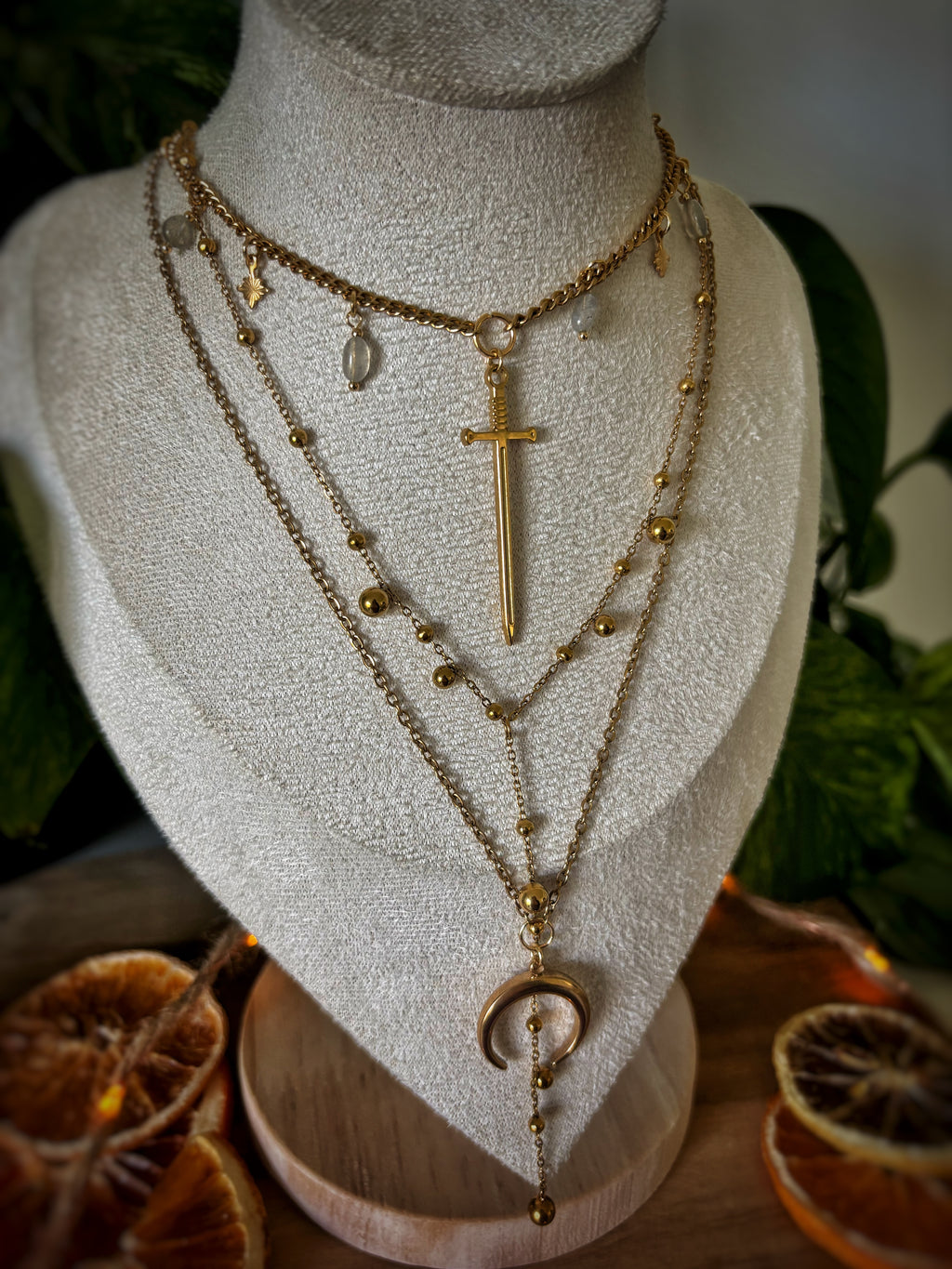 Trio de colliers épée - Labradorite