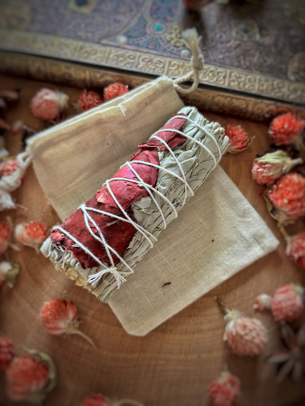 Bâton de Sauge Blanche & Pétales de Rose