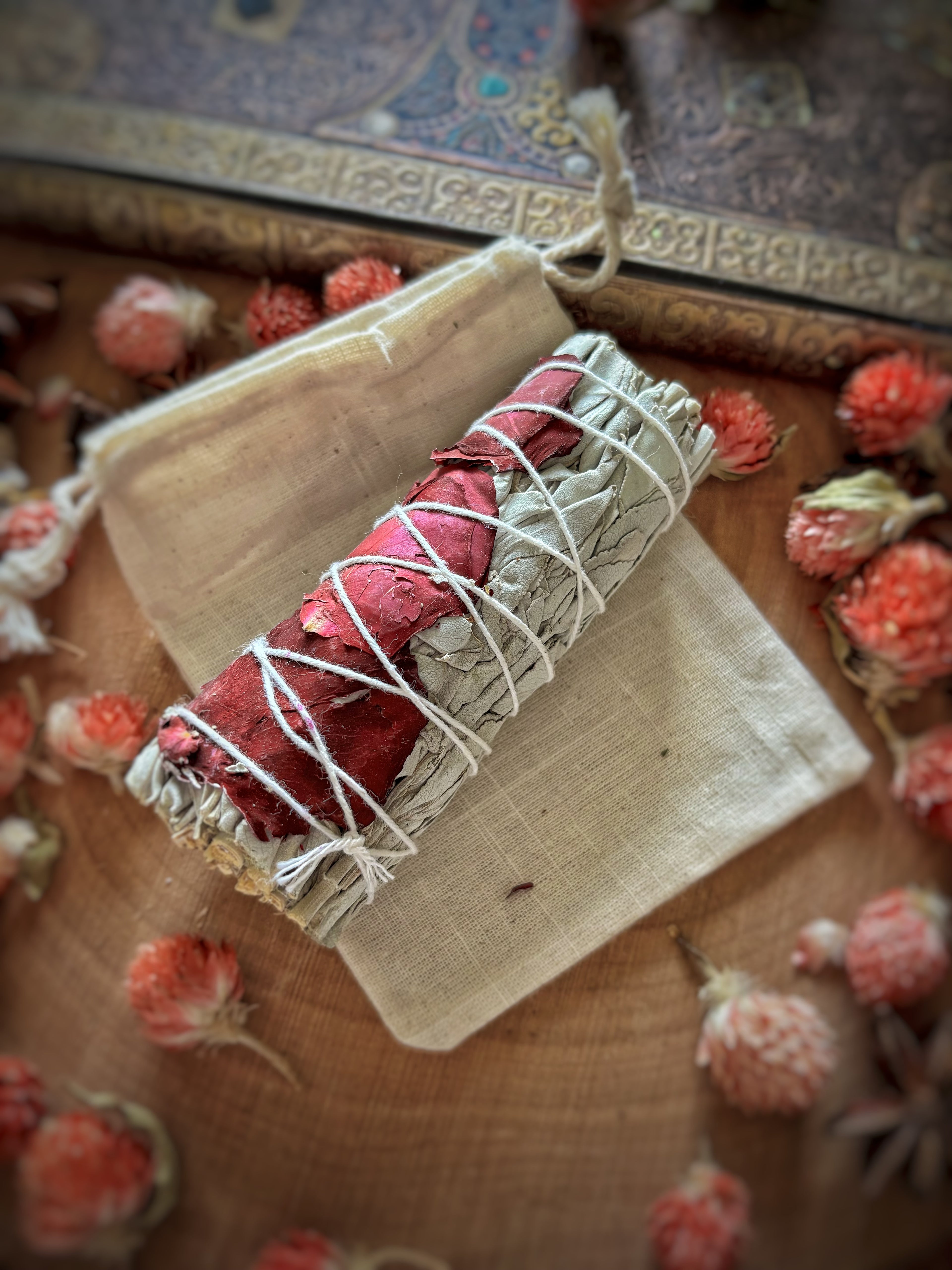 Bâton de Sauge Blanche & Pétales de Rose