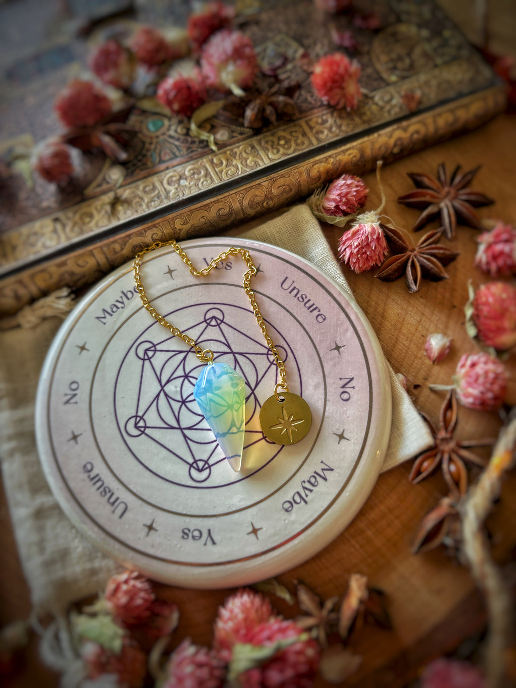 Kit de divination – Pendule en opalite