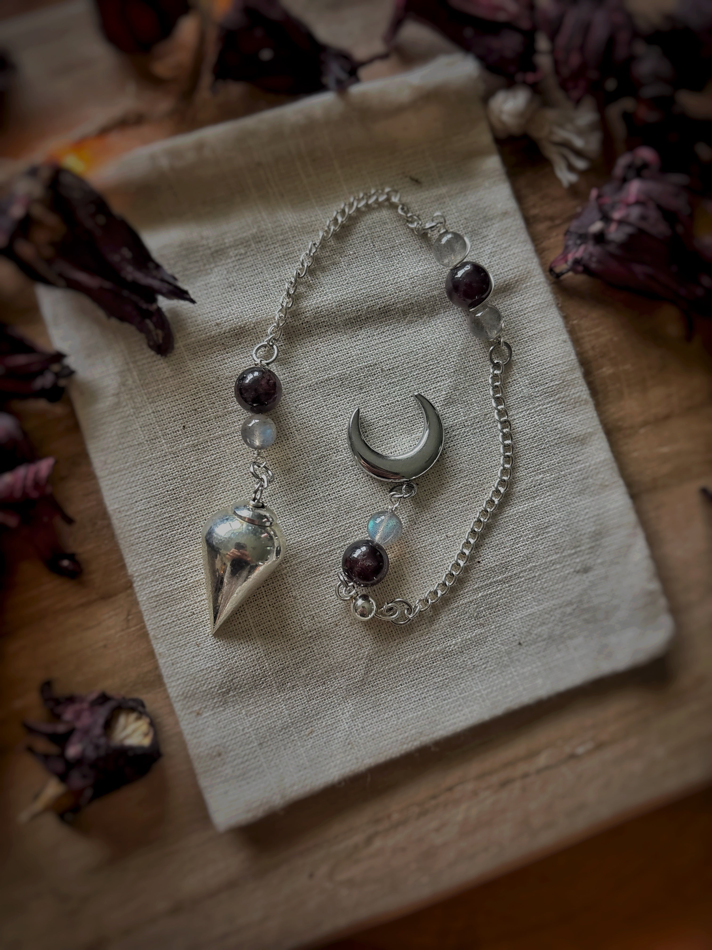 Pendule en grenat & labradorite