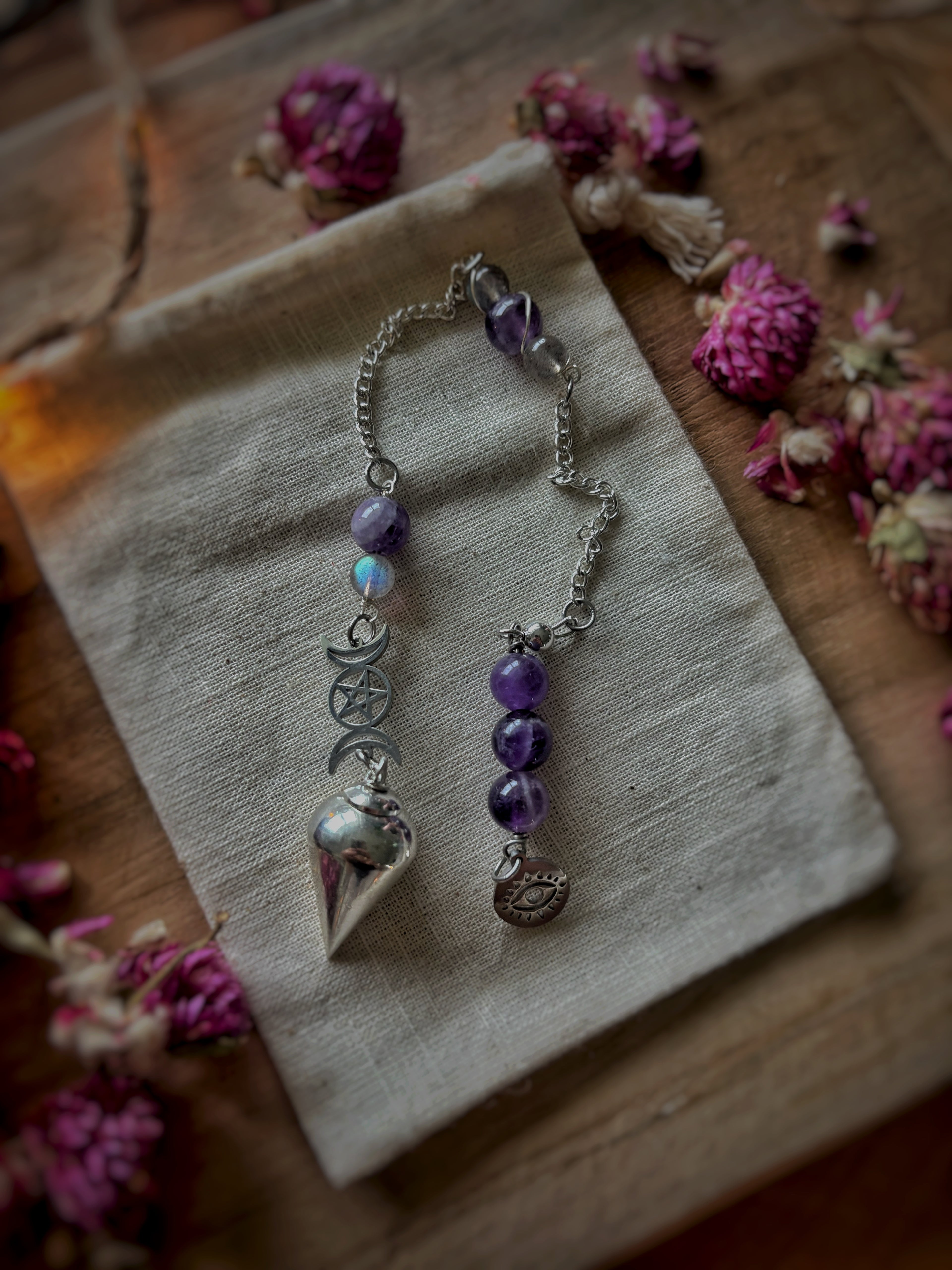 Pendule en améthyste & labradorite