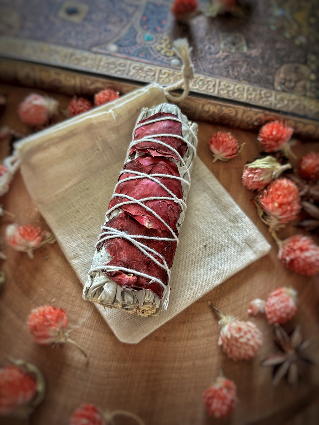 Bâton de Sauge Blanche & Pétales de Rose