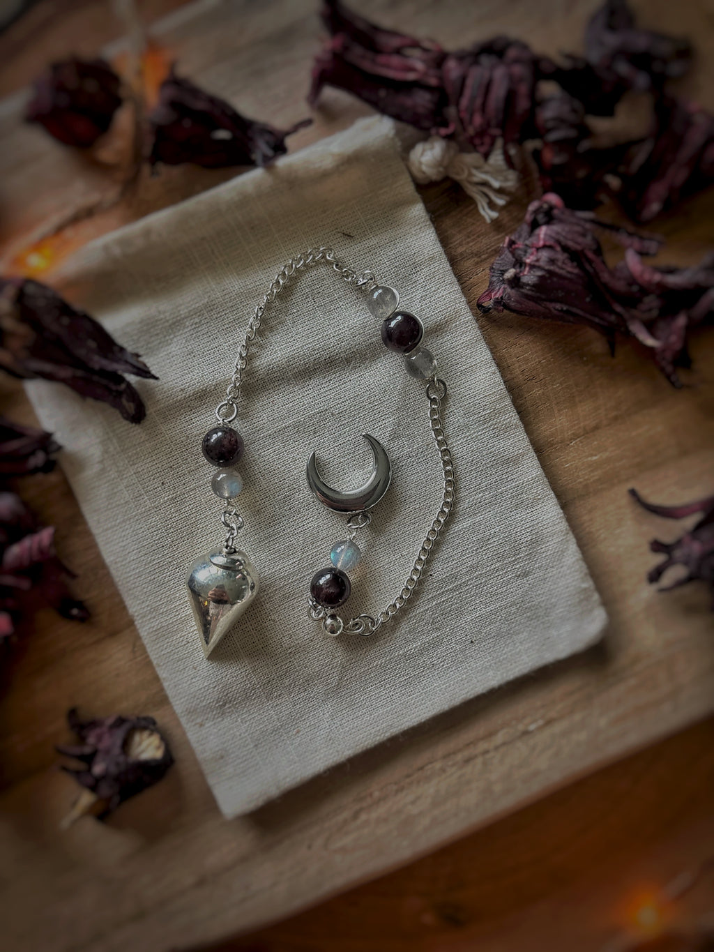 Pendule en grenat & labradorite