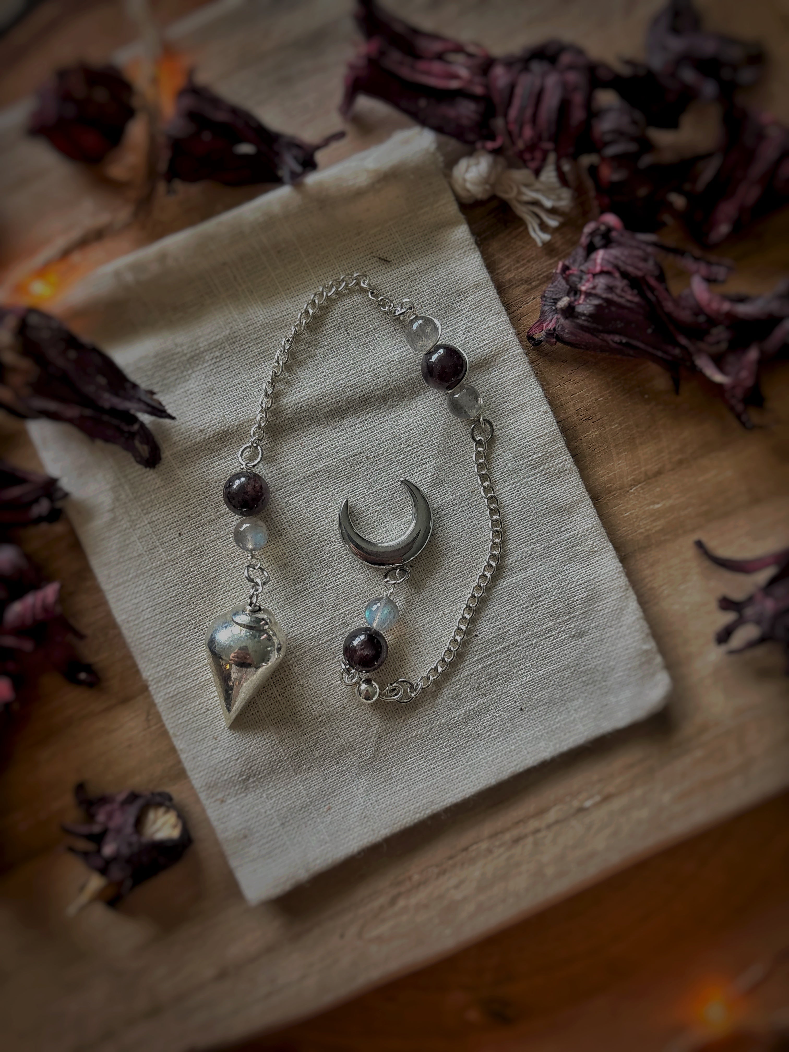 Pendule en grenat & labradorite