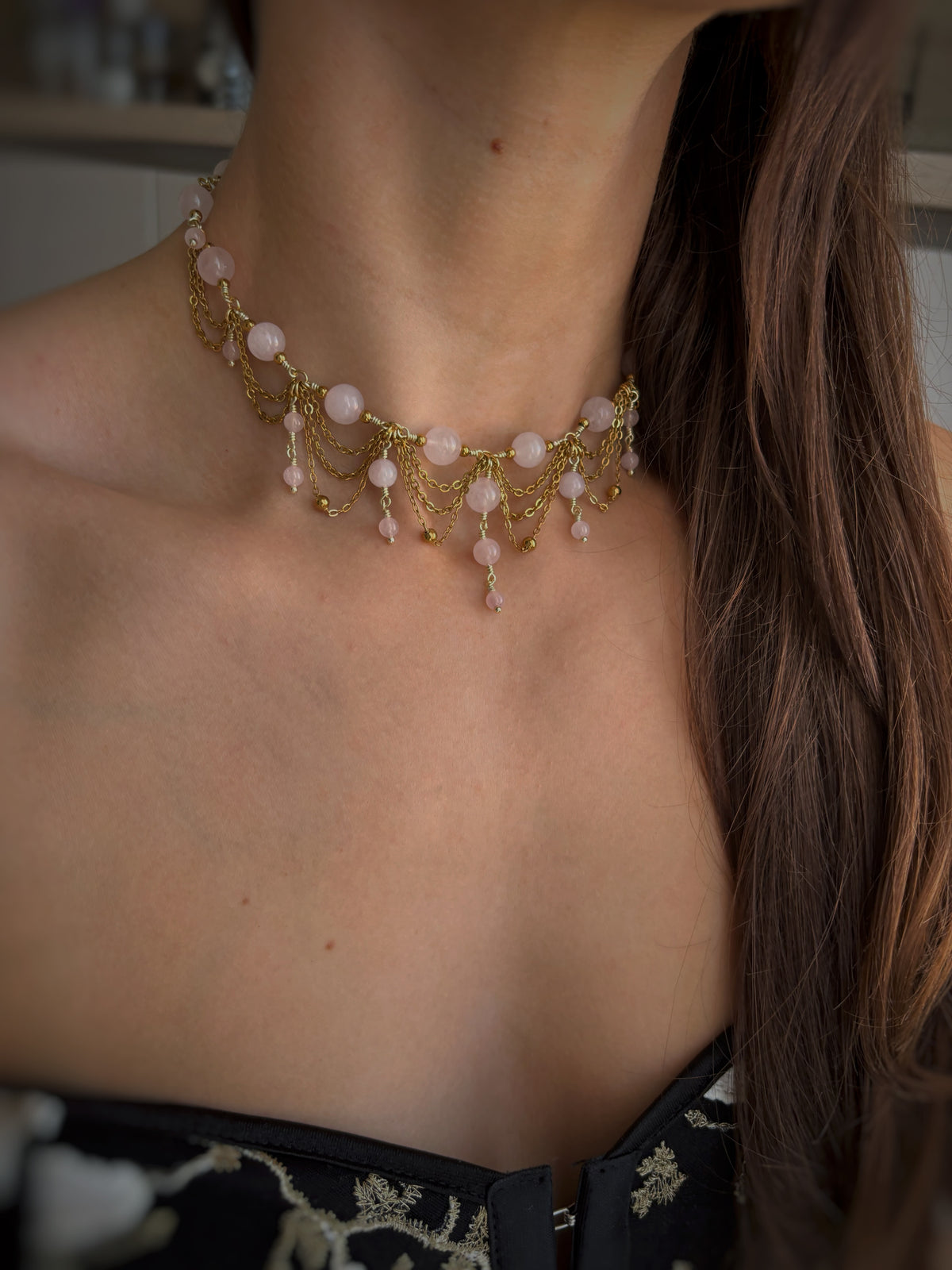 Collier Lana - Quartz rose
