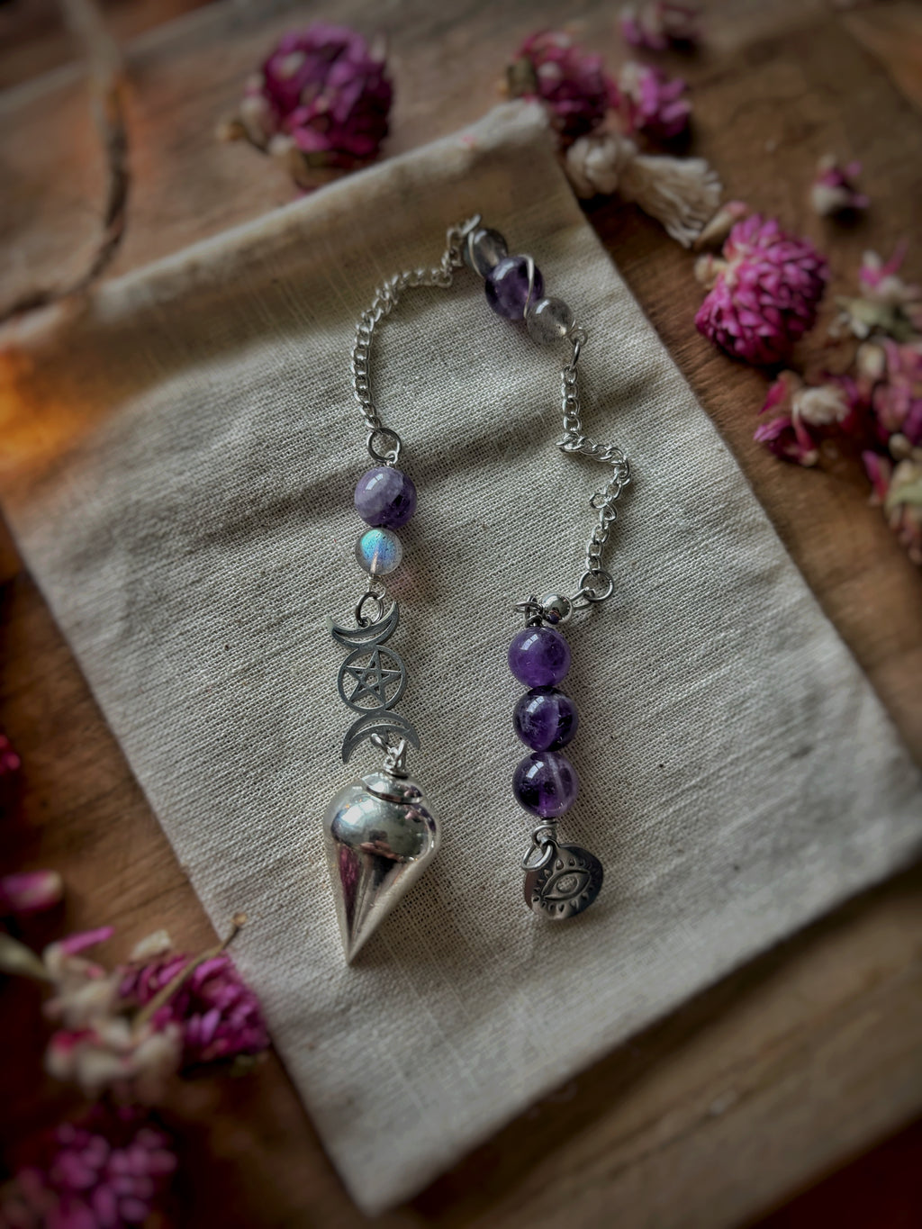 Pendule en améthyste & labradorite