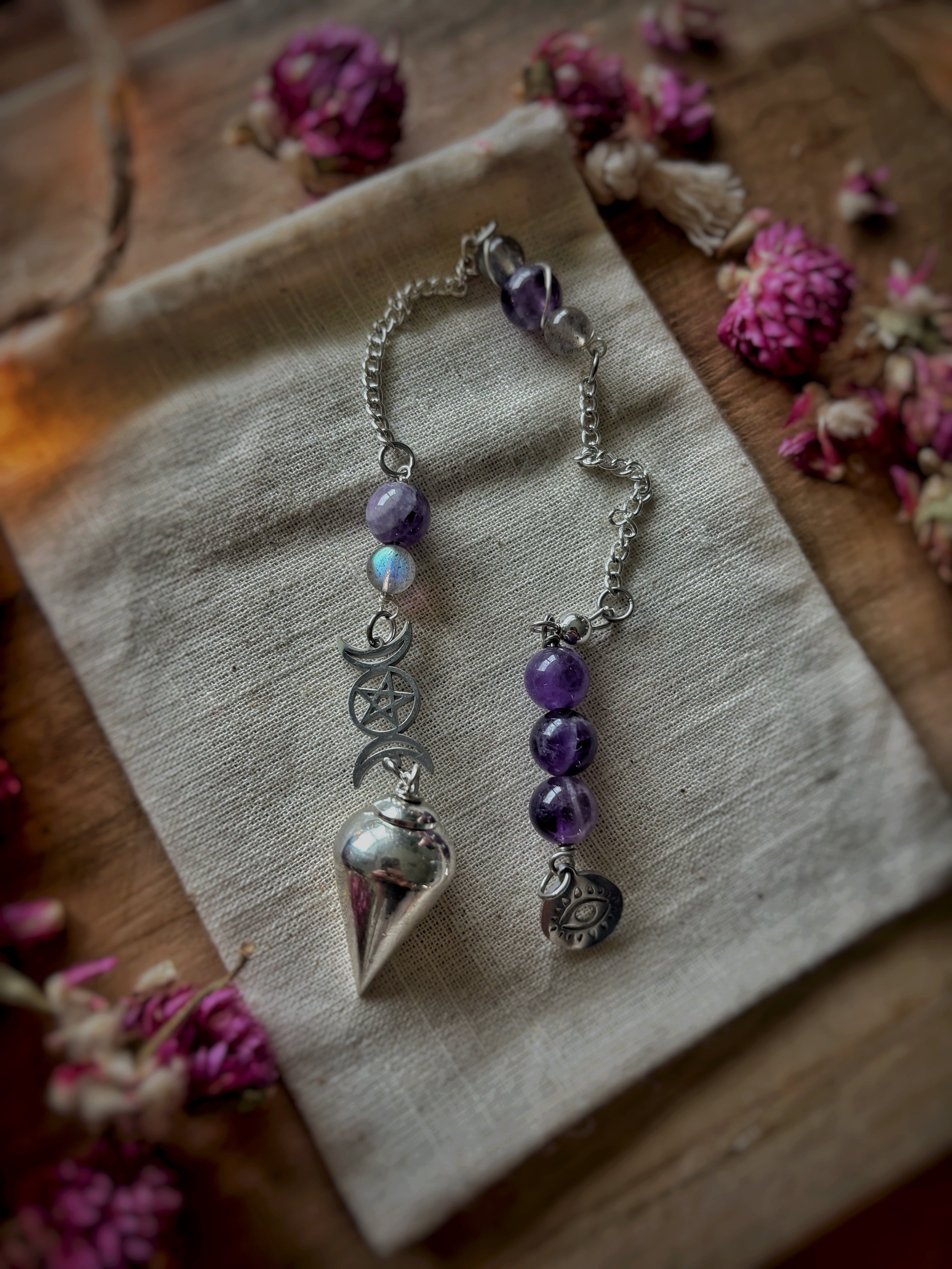 Pendule en améthyste & labradorite